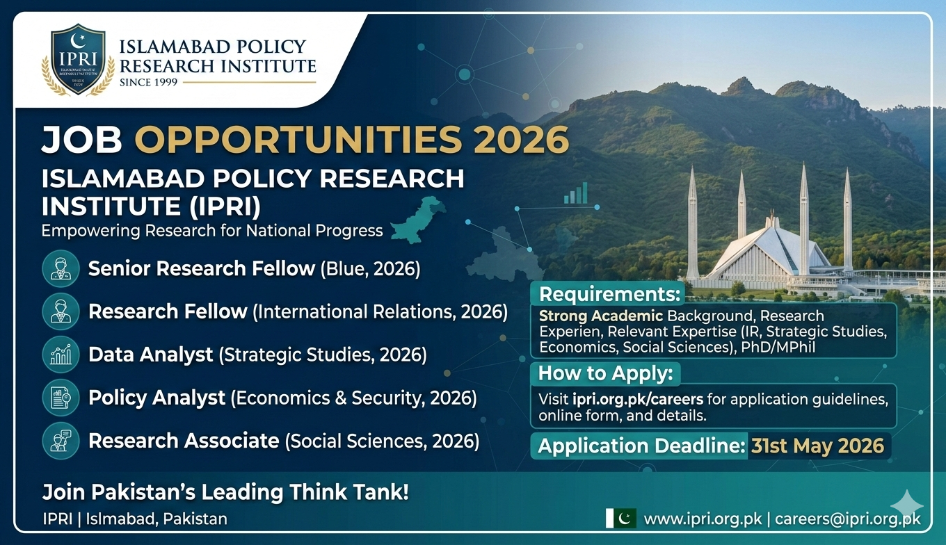 Islamabad Policy Research Institute IPRI Jobs 2026