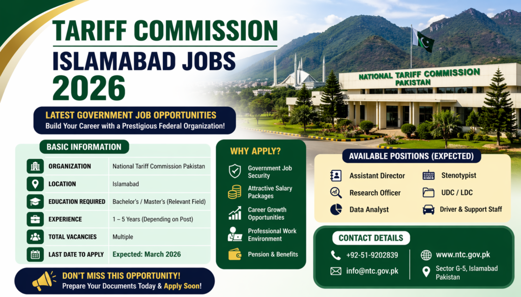 Tariff Commission Islamabad Jobs 2026