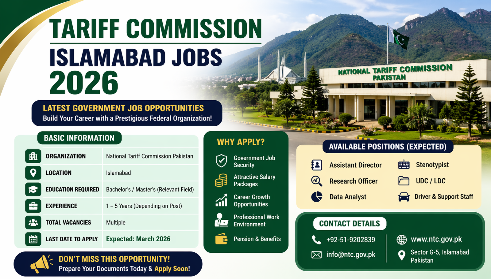 Tariff Commission Islamabad Jobs 2026